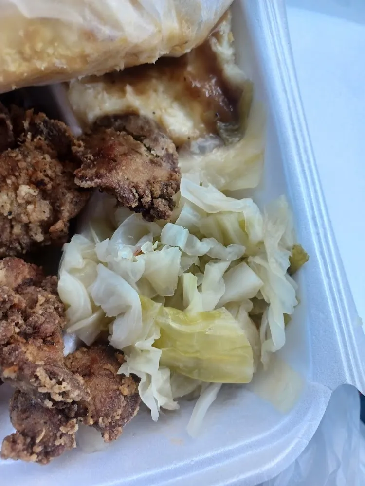 Fried Chicken Livers and Cabbage